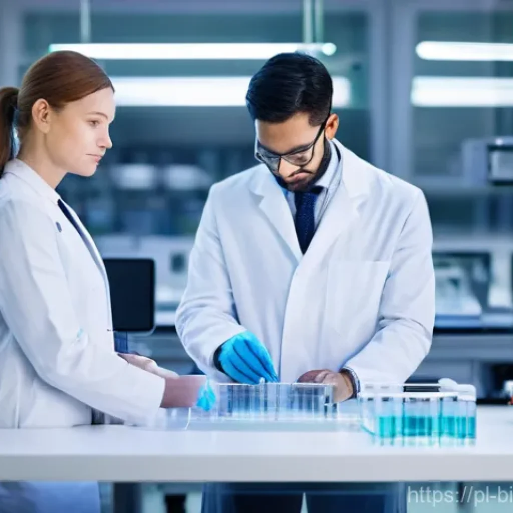 바이오프린팅 기술의 글로벌 시장 경쟁력 - **Prompt:** A state-of-the-art bioprinting laboratory. In the center, a sophisticated 3D bioprinter ...