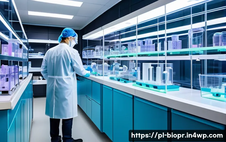 바이오프린팅 기술의 사회적 책임 및 윤리적 고려 - A futuristic Polish medical laboratory specializing in 3D bioprinting of human tissues and organs, w...