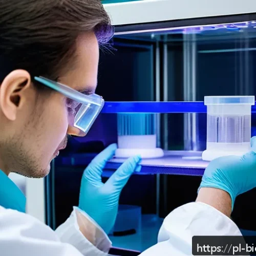 Home 17 바이오프린팅의 기술적 표준화 노력 - A cutting-edge bioprinting laboratory scene showing a scientist operating a high-precision 3D biopri...