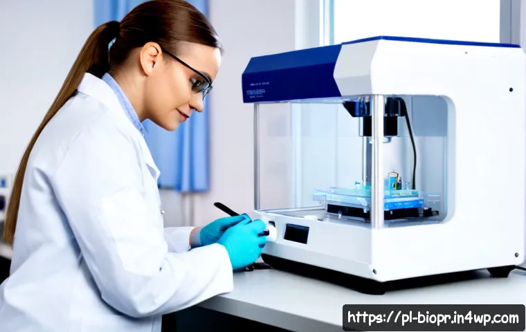 Home 17 바이오프린팅의 의료 서비스 혁신 사례 - Photorealistic modern hospital bioprinting laboratory in Poland, Polish female biomedical engineer i...